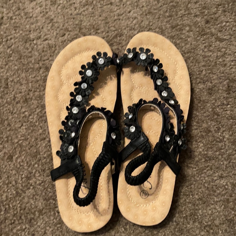 Brand new floral and rhinestone sandals